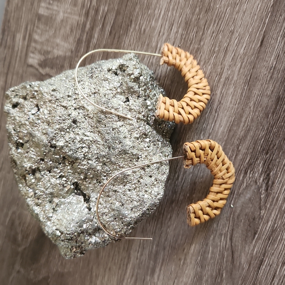 Boho Rattan Open Hook Earrings